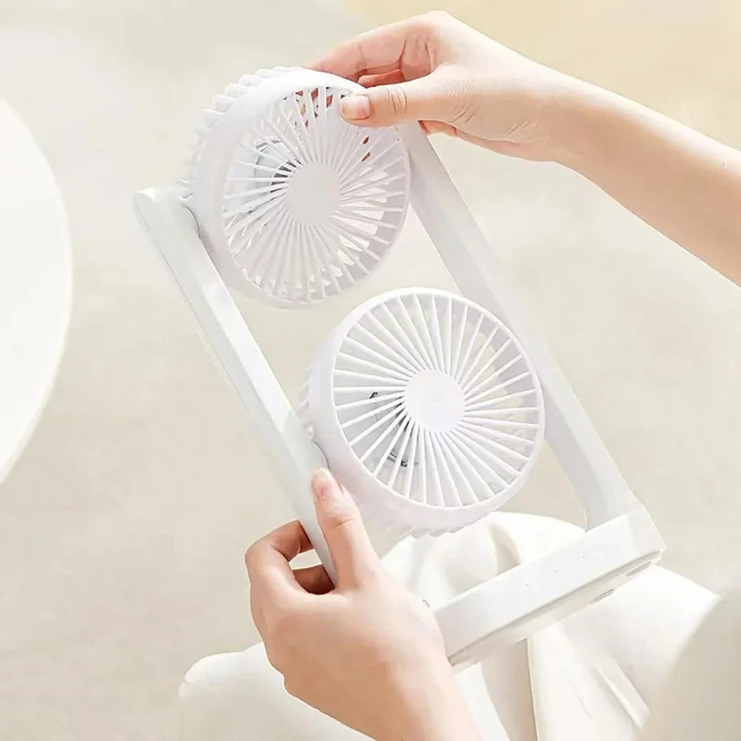 360 Degree Rotation Illuminated Dual Desktop Fan with 3 Speeds - 20177