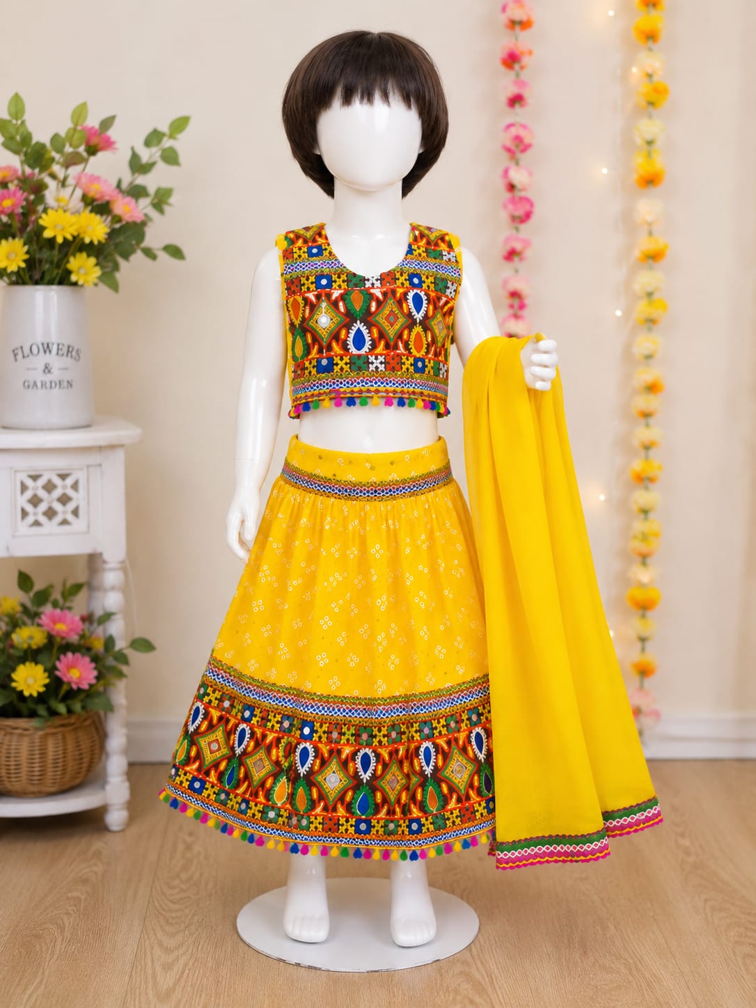 (0-3 Years) Kids Traditional Embroidered Chaniya Choli Set with Dupatta - 21063