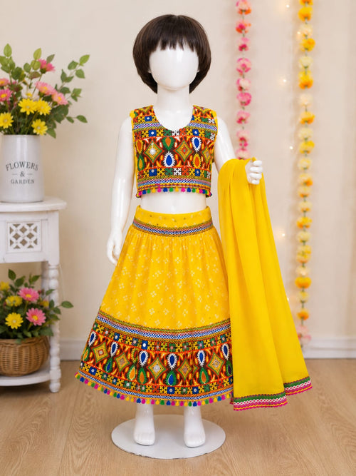 (0-3 Years) Kids Traditional Embroidered Chaniya Choli Set with Dupatta - 21063