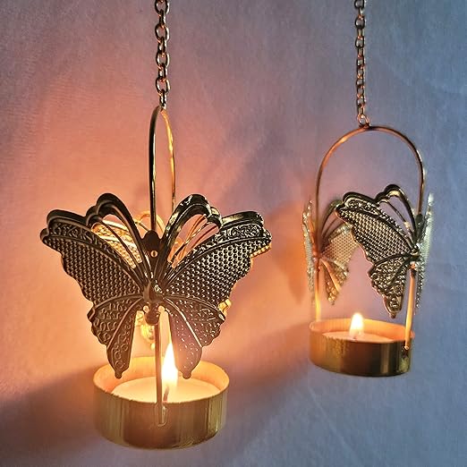 Butterfly Hanging Metal Tea Light Candle Holder - 20428