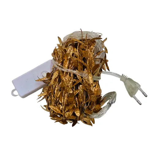 Golden Leaves Garland Curtain Lights | Warm White | Diwali Decoration - 20695