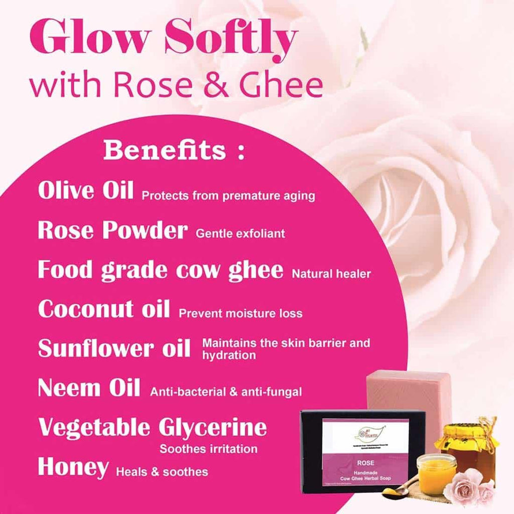 Rose Cow Ghee Herbal Soap - Pack of 2