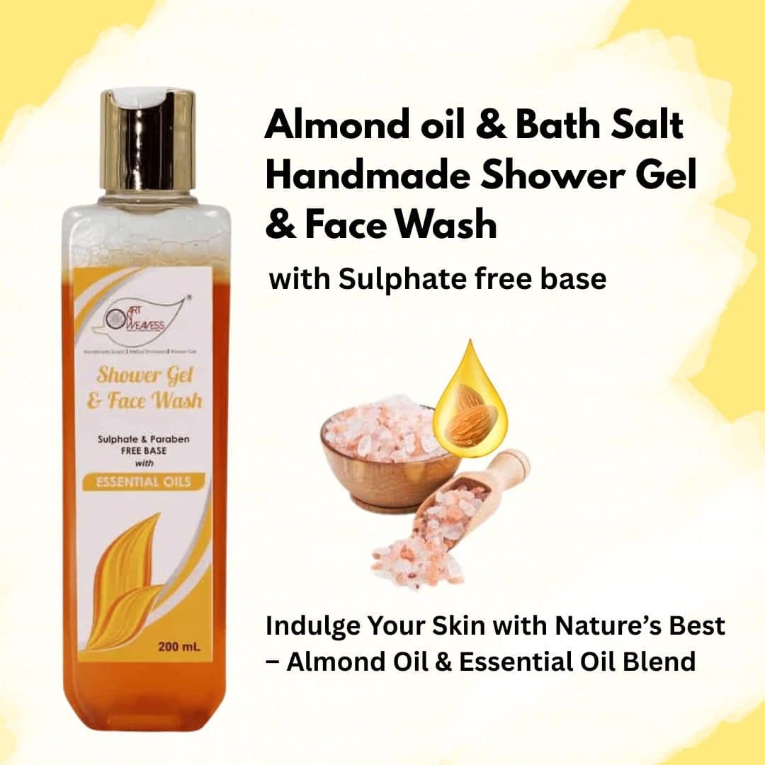 Almond Oil Essential Oils Shower Gel & Face wash with Sulphates & Parabens free Base – 200ml
