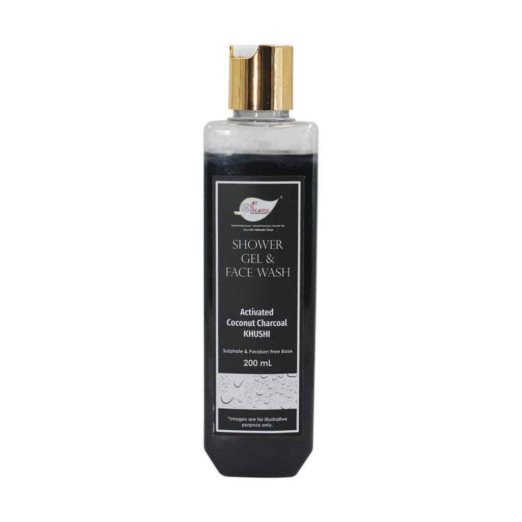 Activated Coconut Charcoal Shower Gel & Face wash – Khushi with Sulphates & Parabens free Base – 200ml