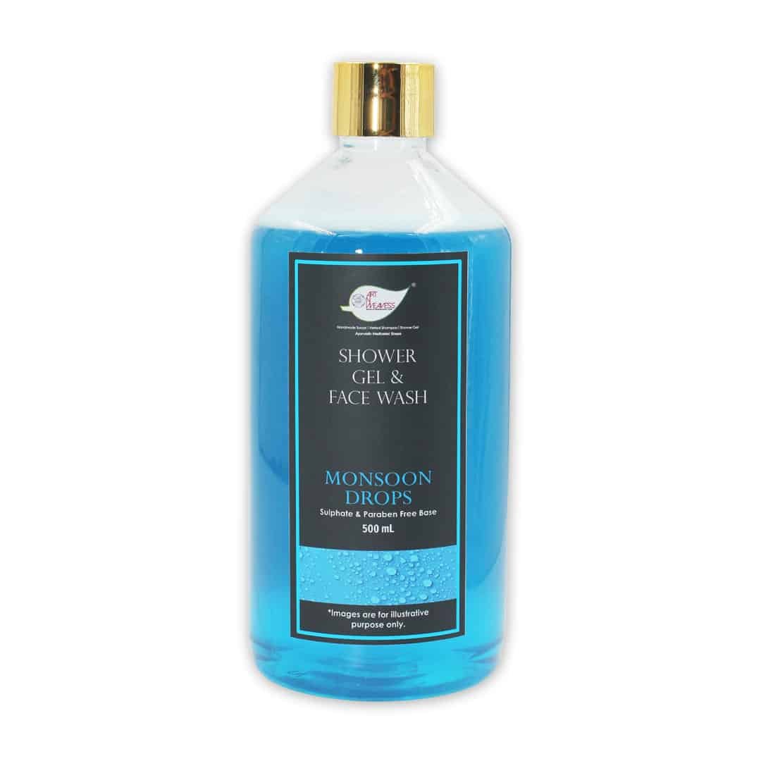 Monsoon Drops Shower Gel & Face wash with Sulphates & Parabens free Base – 500ml