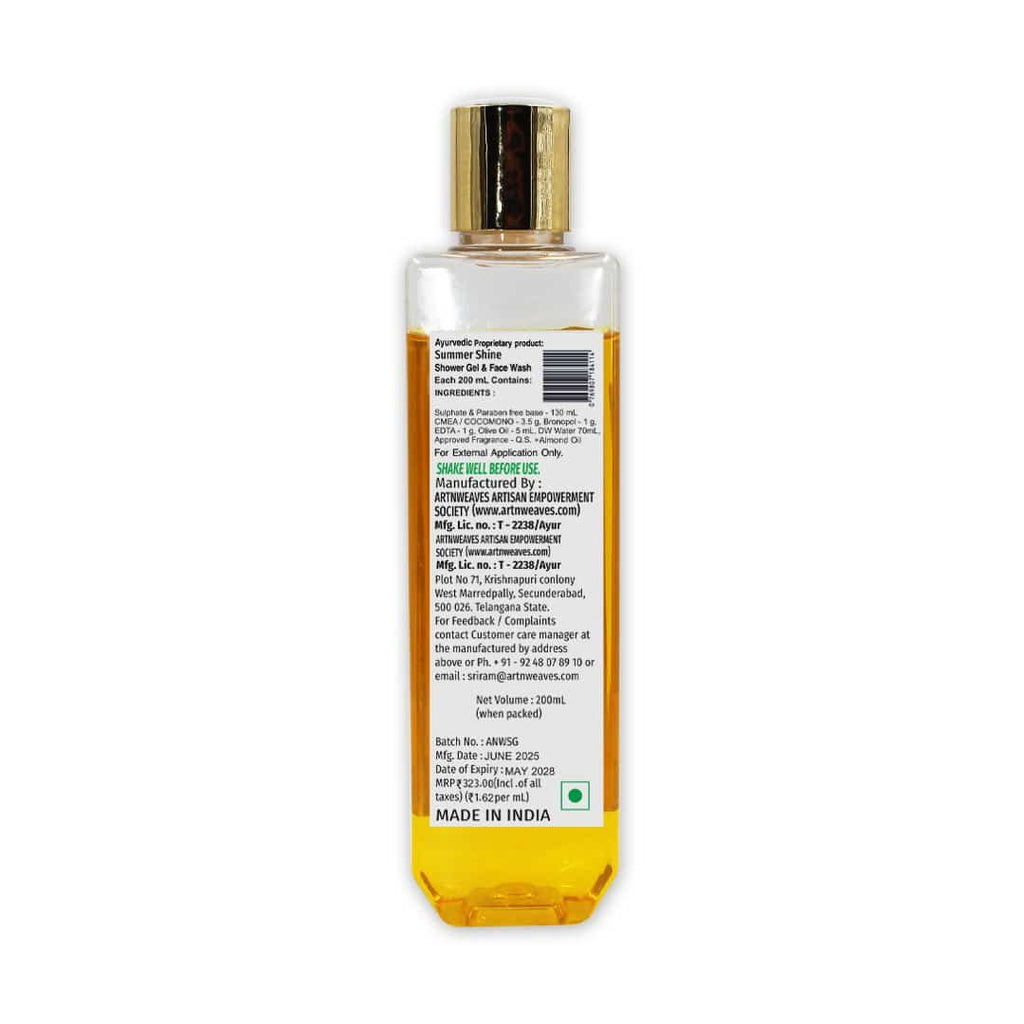 Summer Shine Shower Gel & Face wash with Sulphates & Parabens free Base – 200ml