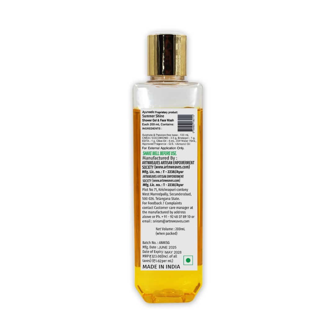 Summer Shine Shower Gel & Face wash with Sulphates & Parabens free Base – 200ml