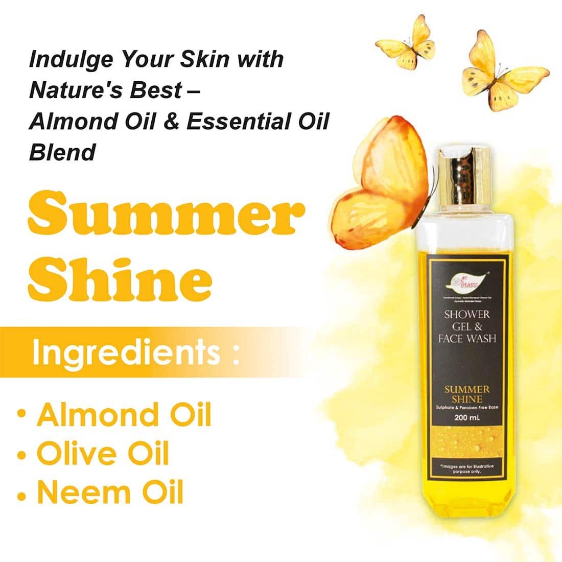 Summer Shine Shower Gel & Face wash with Sulphates & Parabens free Base – 500ml