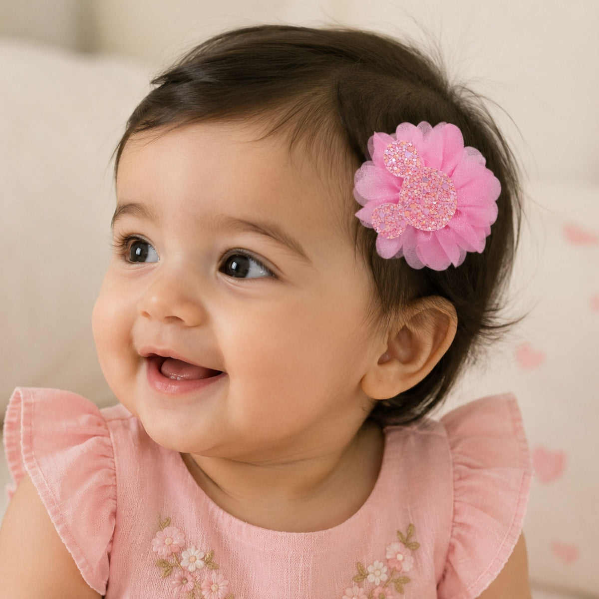 {Pack of 10} Baby Girl Hair Clips Soft Flower Bow Strechable Hair clip Suitable For Newborns, Infants, Toddlers and Kids - 20617