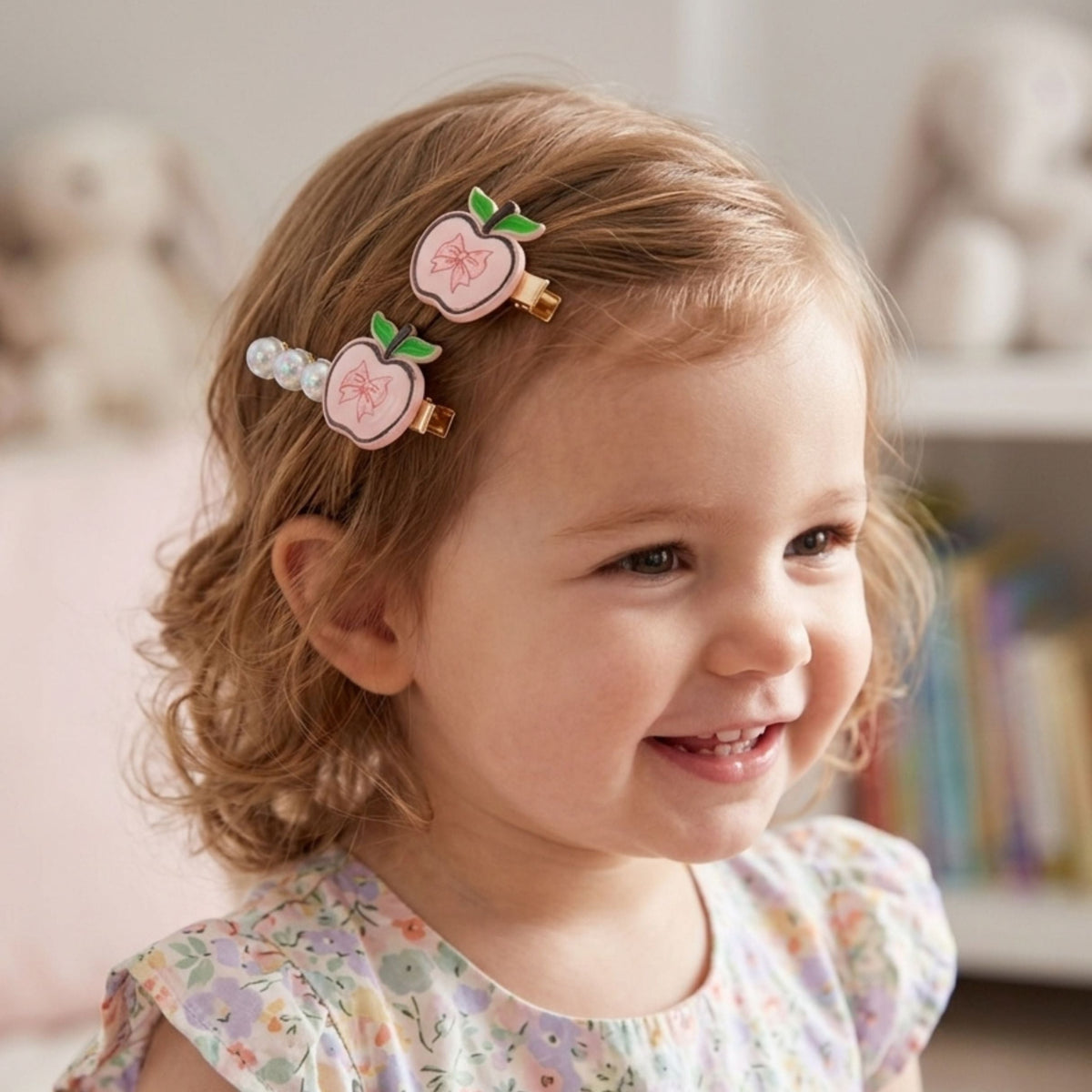 Apple Hair Clips with 1 heart clip  Accessories for Girls Women Gift {Random Color} - 20615
