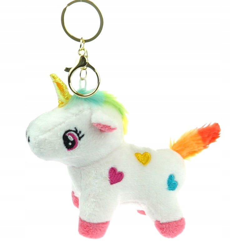 Unicorn Keychain Poof Tail Plush Pendant Unicorn Plush Toy Key Ring {Random Color} - 11171