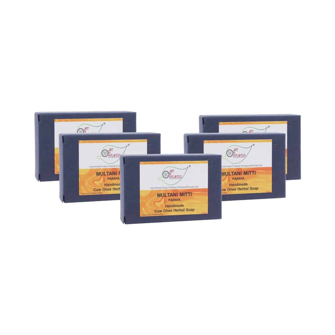 Multani Mitti Papaya Cow Ghee Herbal Soap – Economy Pack 5