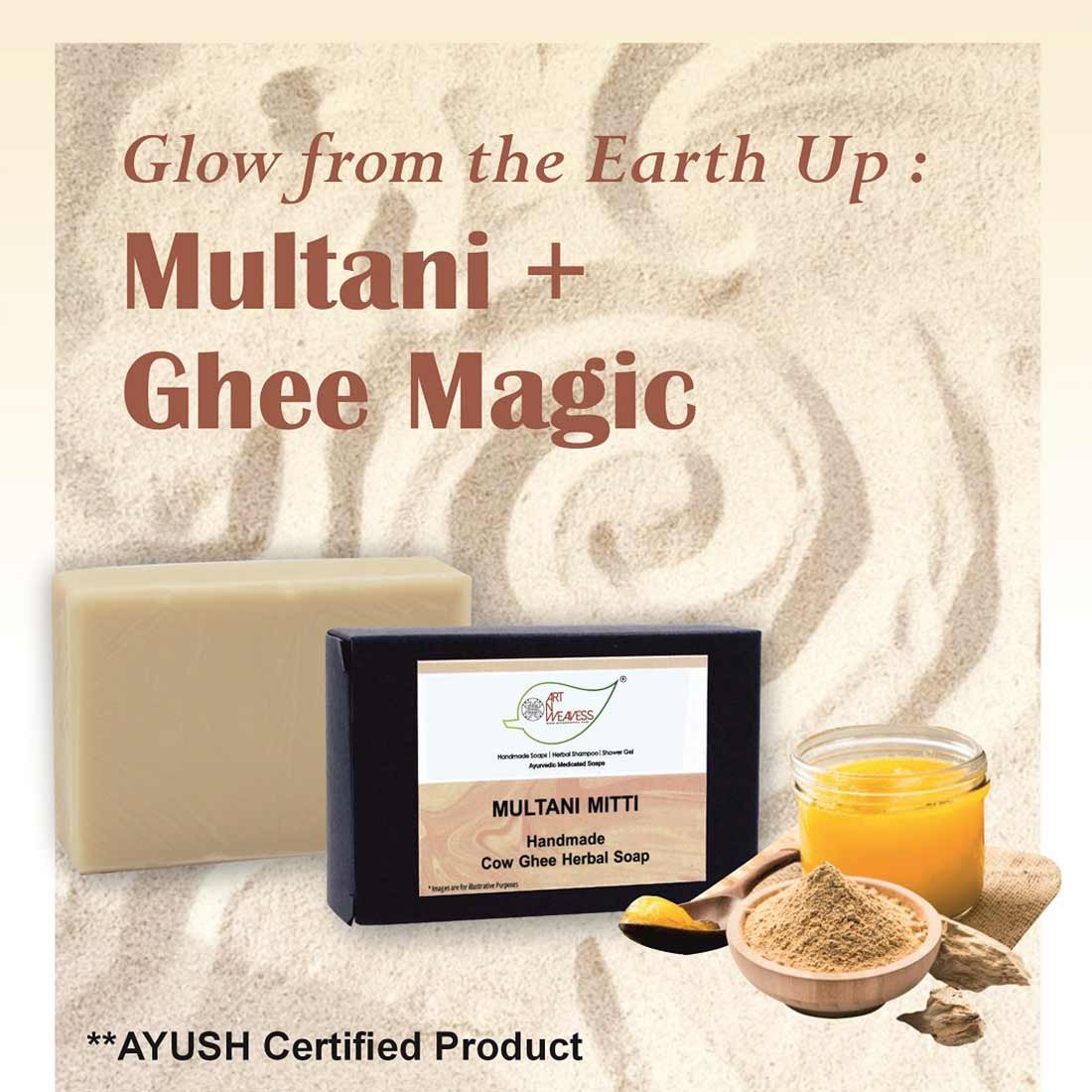 Multani Mitti Reg Cow Ghee Herbal Soap – Economy Pack 5