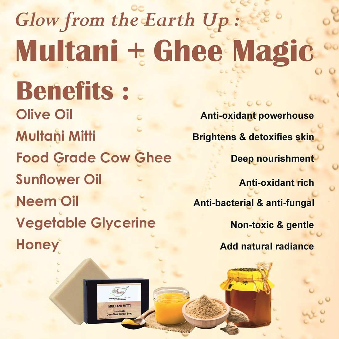 Multani Mitti Reg Cow Ghee Herbal Soap – Economy Pack 3