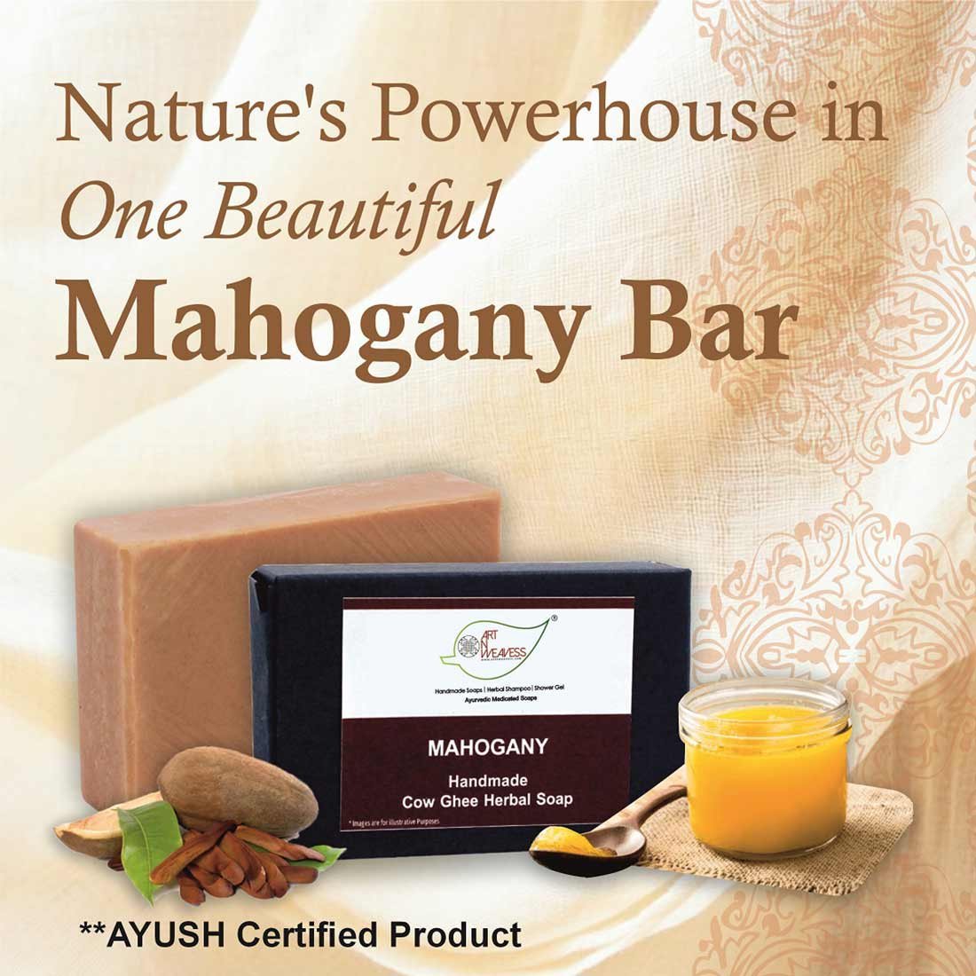 Mahogany Cow Ghee Herbal Soap – Economy Pack 3