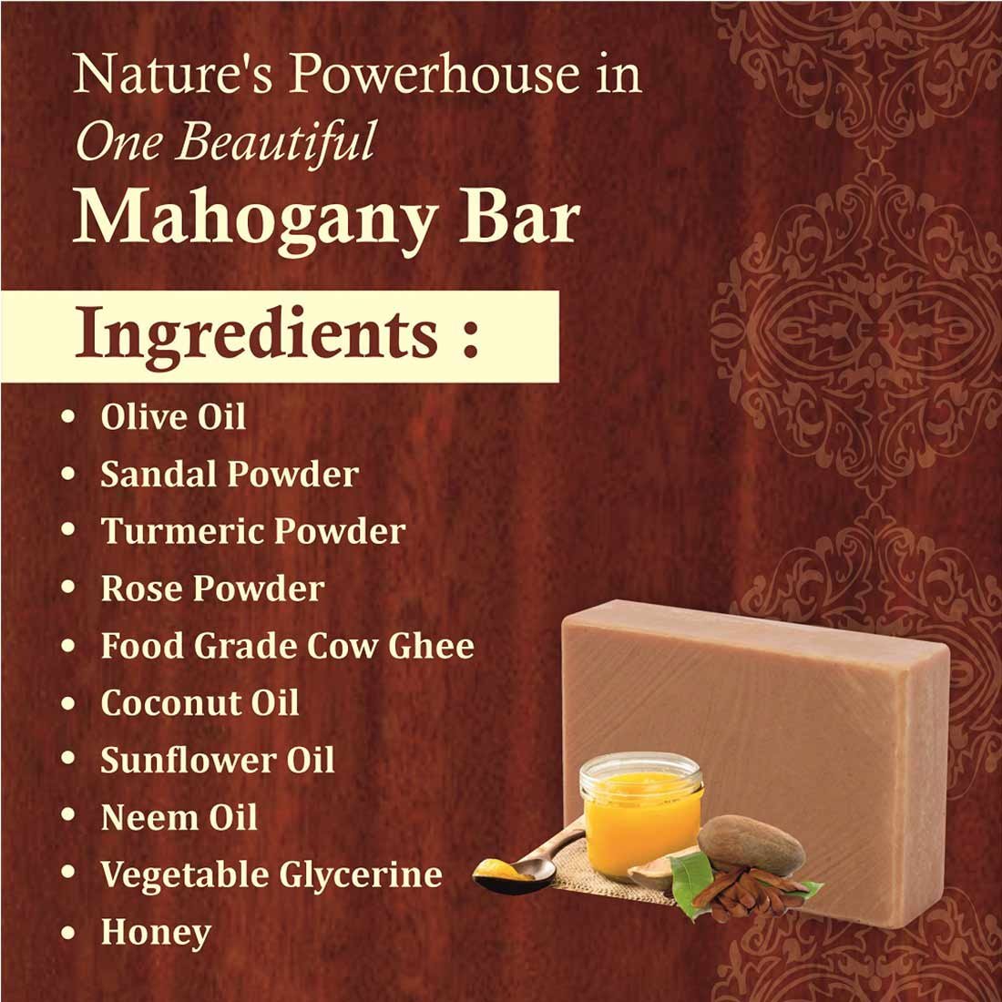 Mahogany Cow Ghee Herbal Soap – Economy Pack 5