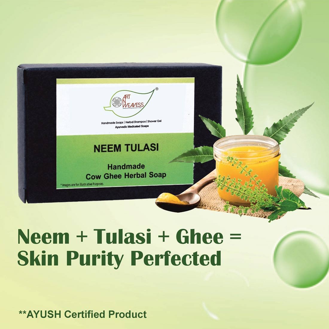 Neem Tulasi Cow Ghee Herbal Soap – Economy Pack 5