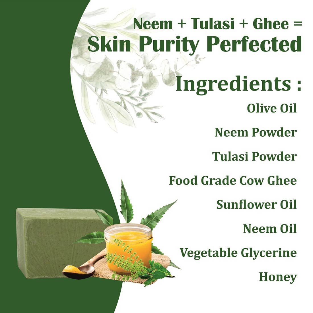 Neem Tulasi Cow Ghee Herbal Soap – Economy Pack 5