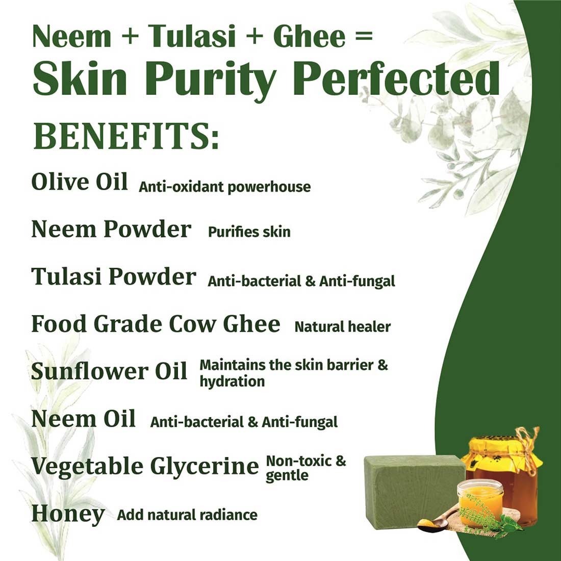 Neem Tulasi Cow Ghee Herbal Soap – Economy Pack 5