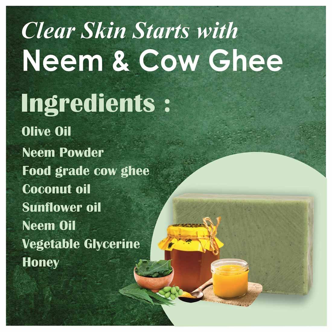 Neem Tulasi Cow Ghee Herbal Soap Gift Pack - Pack of 2