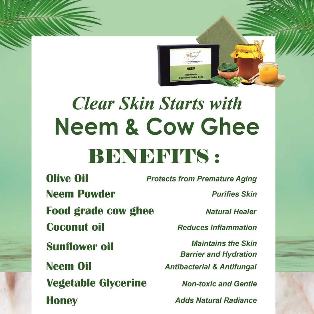 Neem Cow Ghee Herbal Soap – Economy Pack 3