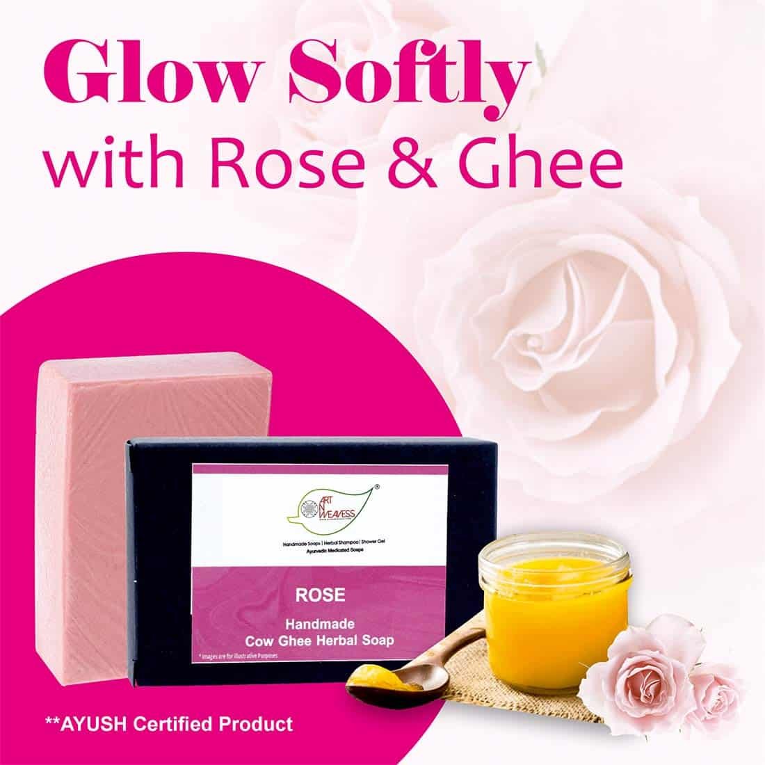 Rose Cow Ghee Herbal Soap - Pack of 2