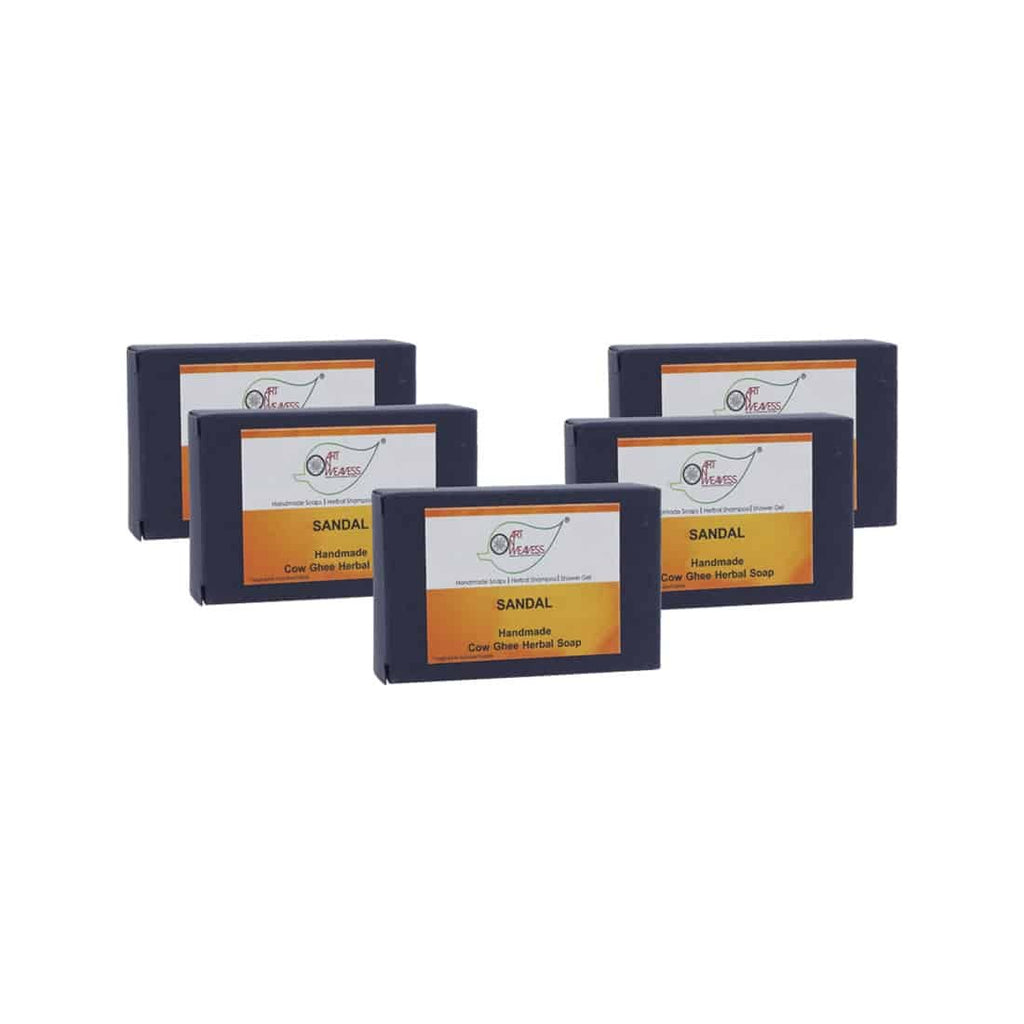 Sandal Cow Ghee Herbal Soap – Economy Pack 5