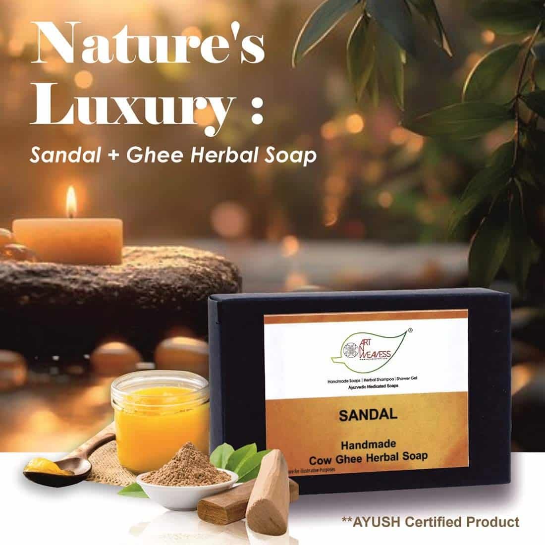 Sandal Cow Ghee Herbal Soap – Economy Pack 3