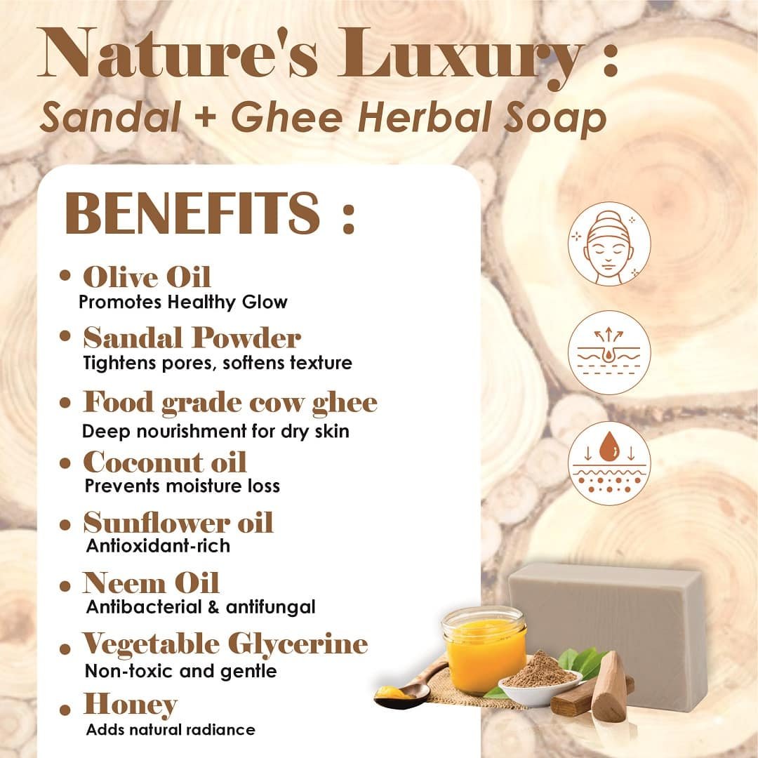Sandal Cow Ghee Herbal Soap Gift Pack - Pack of 2