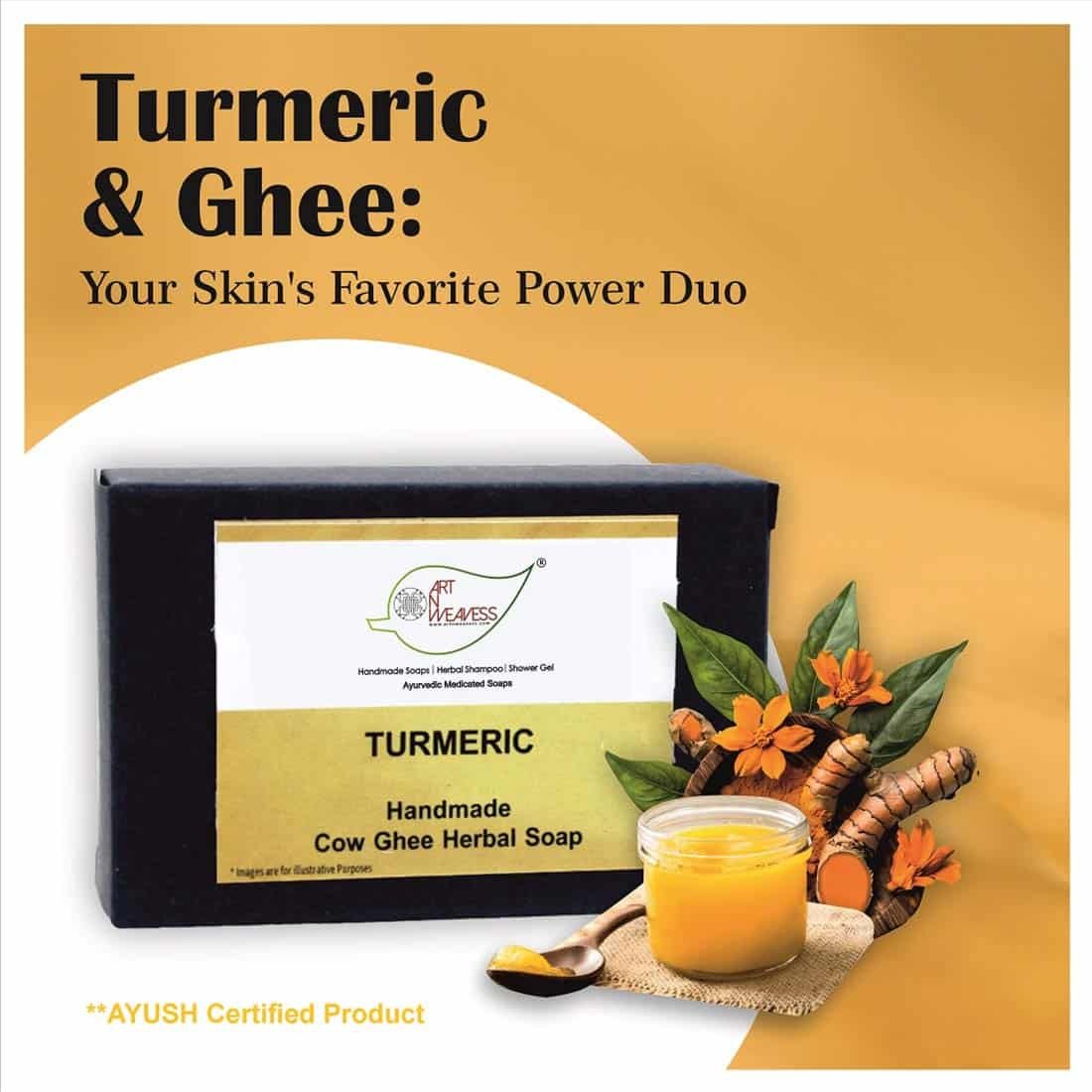 Turmeric Cow Ghee Herbal Soap - Pack of 2