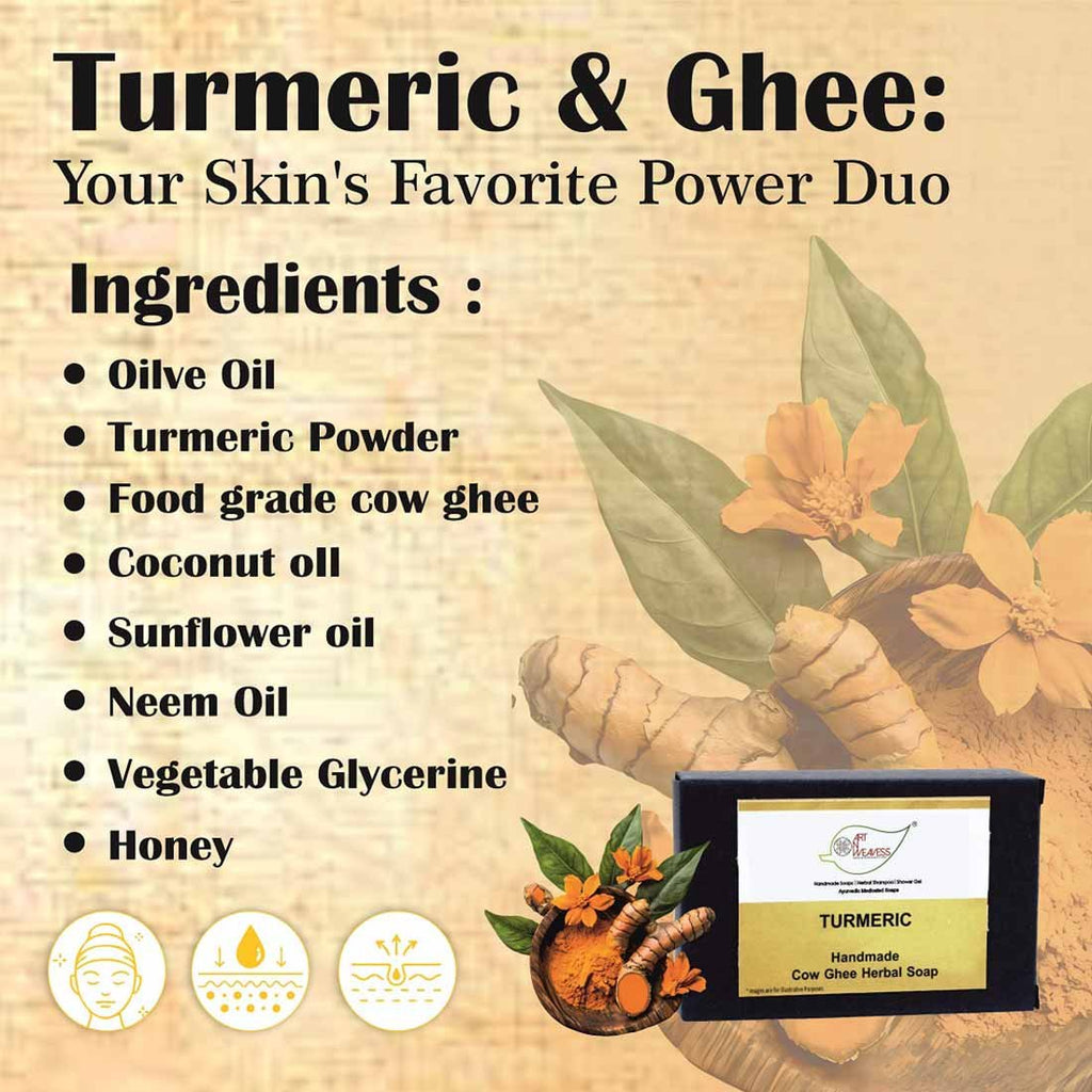 Turmeric Cow Ghee Herbal Soap – Economy Pack 3