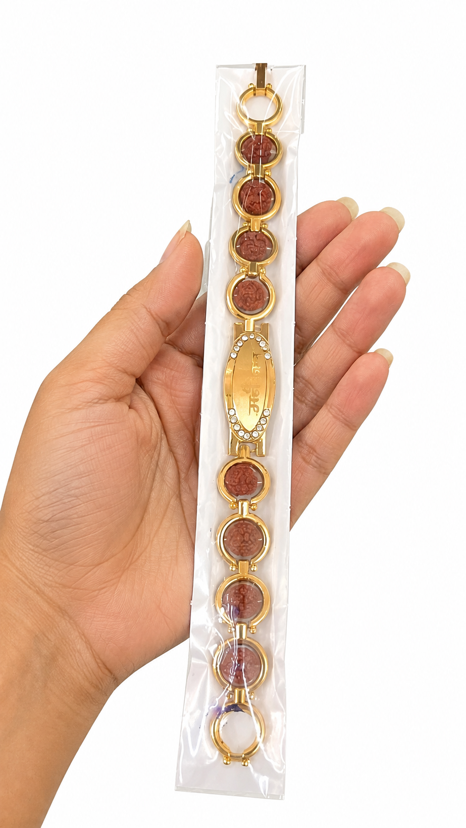 eCraftIndia Brown & Golden Om, Swastik Symbol, Rudraksha Religious Designer Bracelet Rakhis, Best Bro Ever Fridge Magnet - 21169