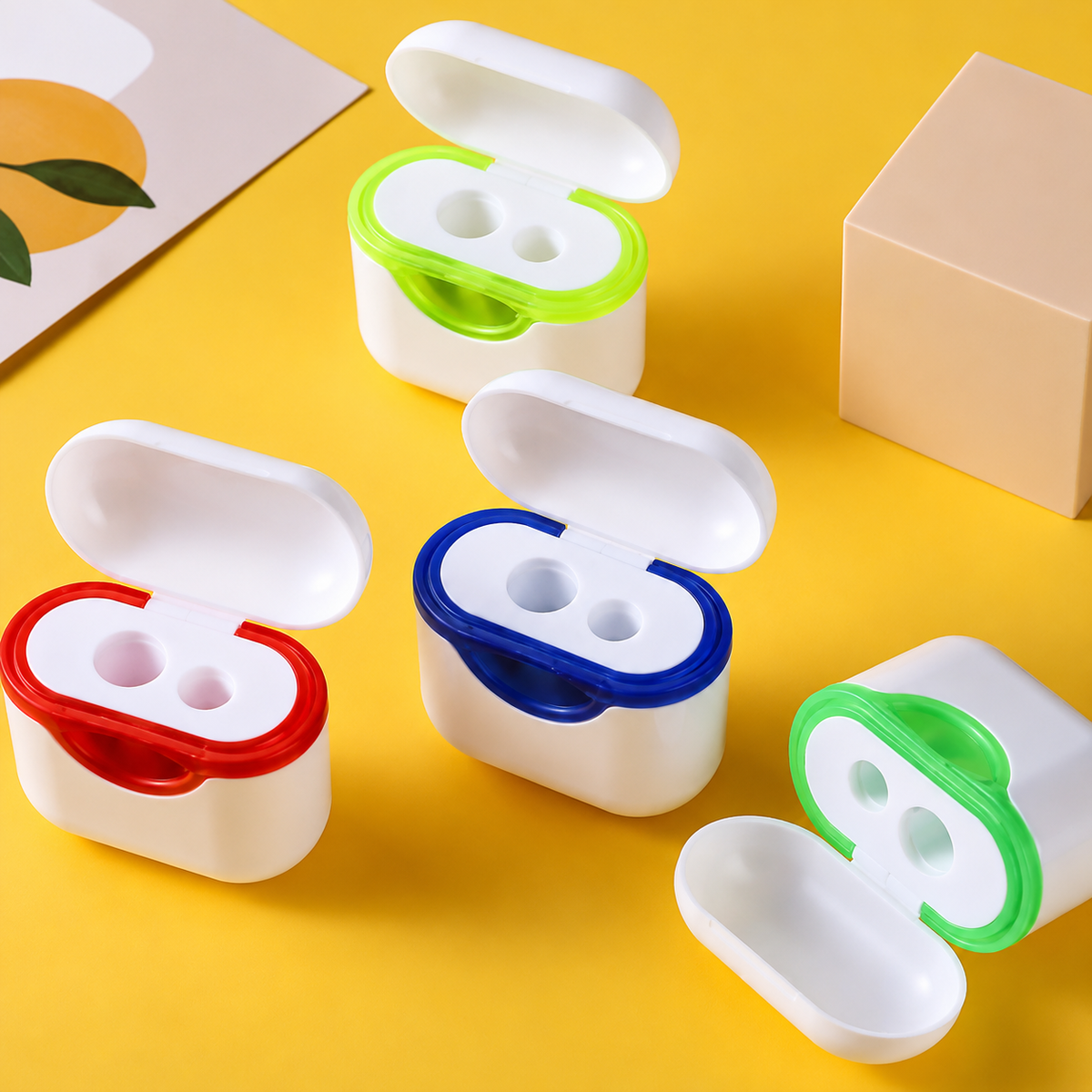 Multicolor Earbuds Shaped Pencil Sharpener Portable Plastic Sharpener for Kids School Office Use Compact Lightweight Durable Stationery Pencil Easy Grip Design - 20612