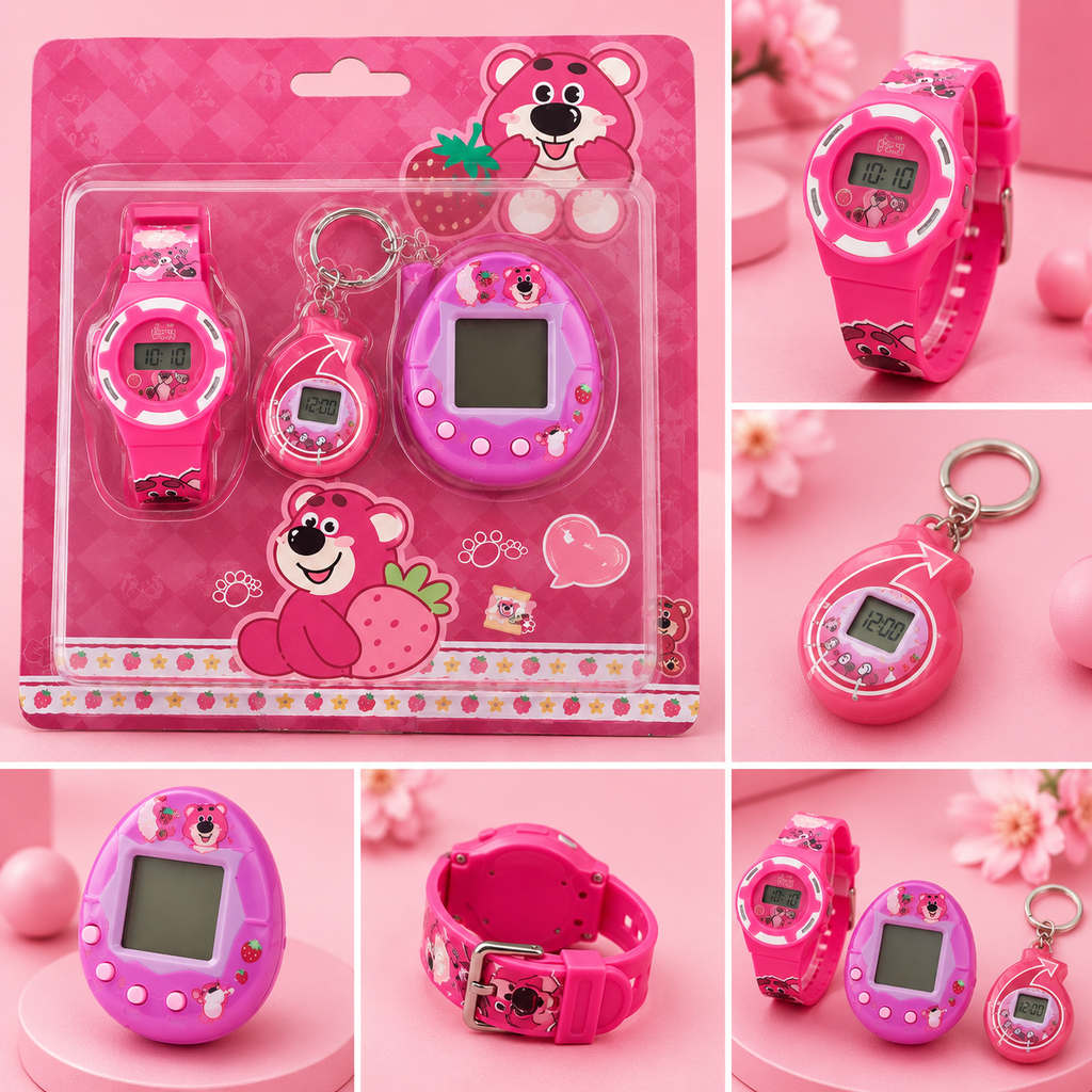 Digital Watch and Keychain For Boys & Girls for Kids (Random Design) - 20094
