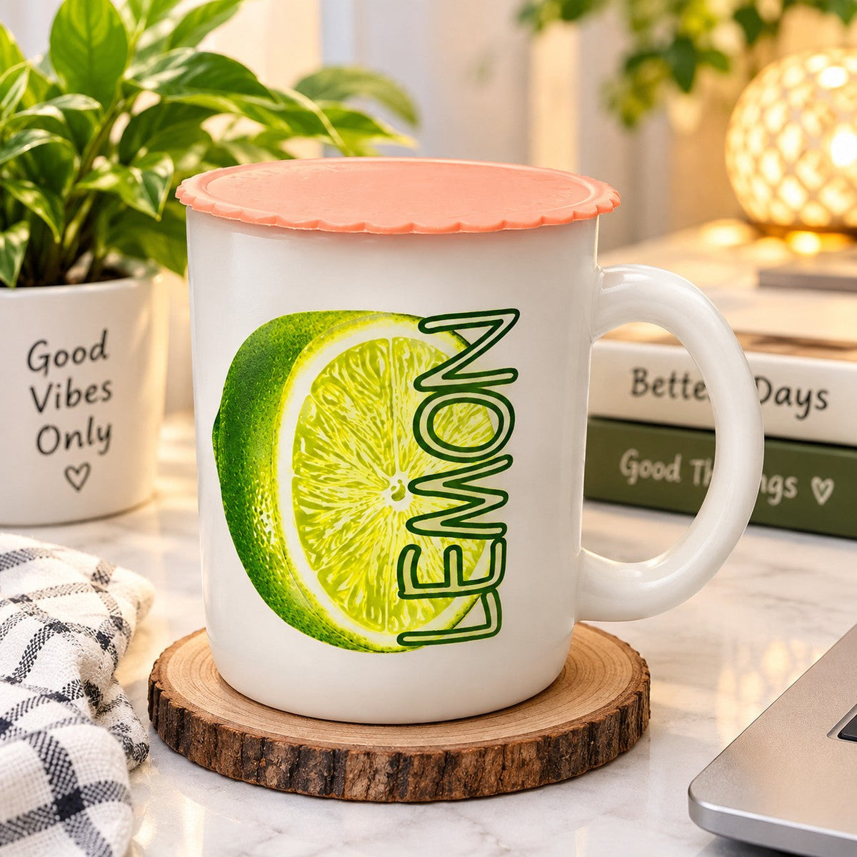 Random Design Print Coffee Mug with Lid - 21231