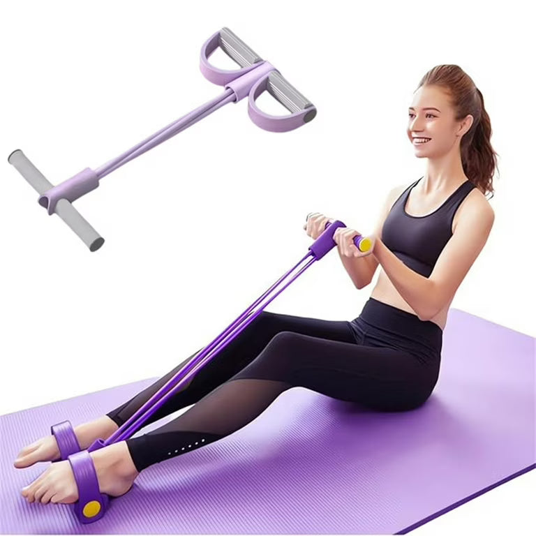 Multifunction Exercise Tension Rope Foot Pedal Resistance Fitness Pull Bands Purple | Fitness, Running & Yoga - 20575