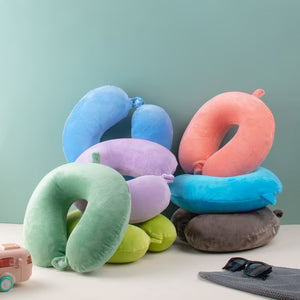 Neck Pillow for Travel| Comfort Travel for Men and Women| Foam Neck Pillow with Soft Material| Travel Pillow for Flight or Train Journey {Random Color} - 51197