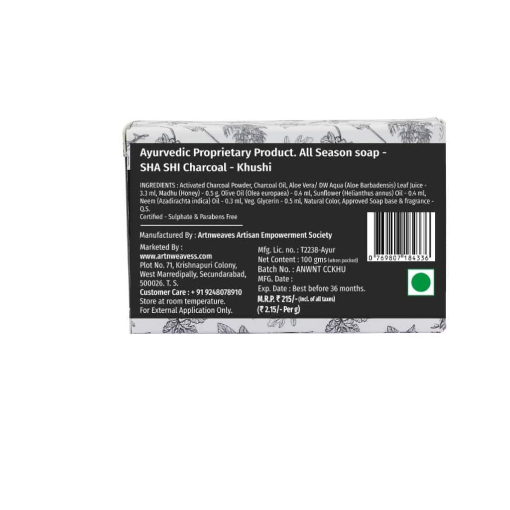 SHA SHI KHUSHI Activated Coconut Charcoal Handmade Soap Gift Pack - Pack of 2