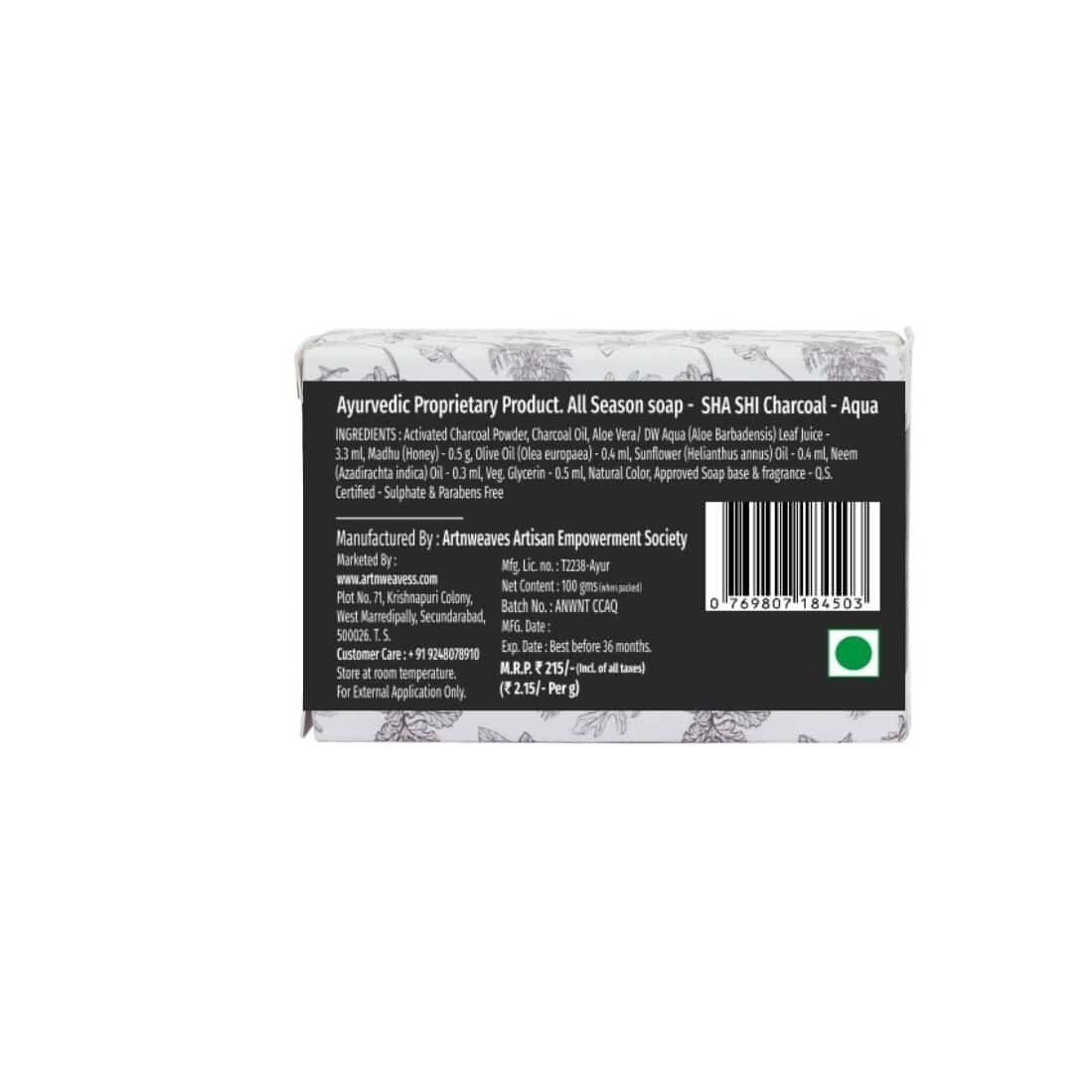 SHA SHI AQUA Activated Coconut Charcoal Handmade Soap Gift Pack - Pack of 2