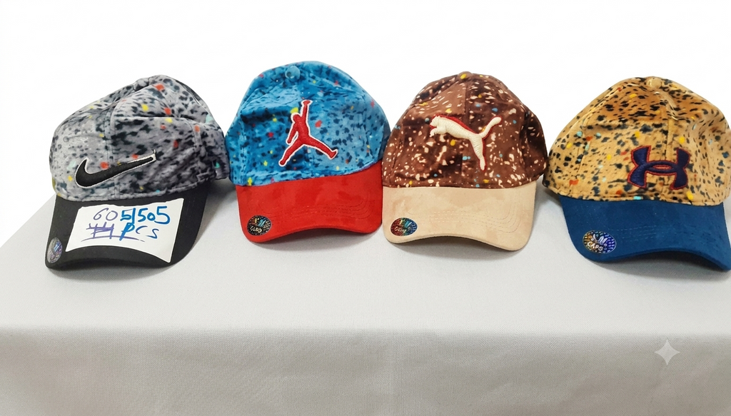 Velvet Patterned Baseball Caps with Embroidered Brand Logos - 21183