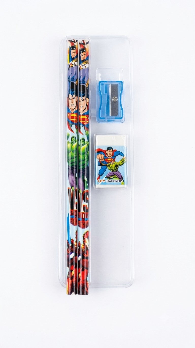 HBC-188 Superhero Pencil & Stationery Set with Eraser and Sharpener