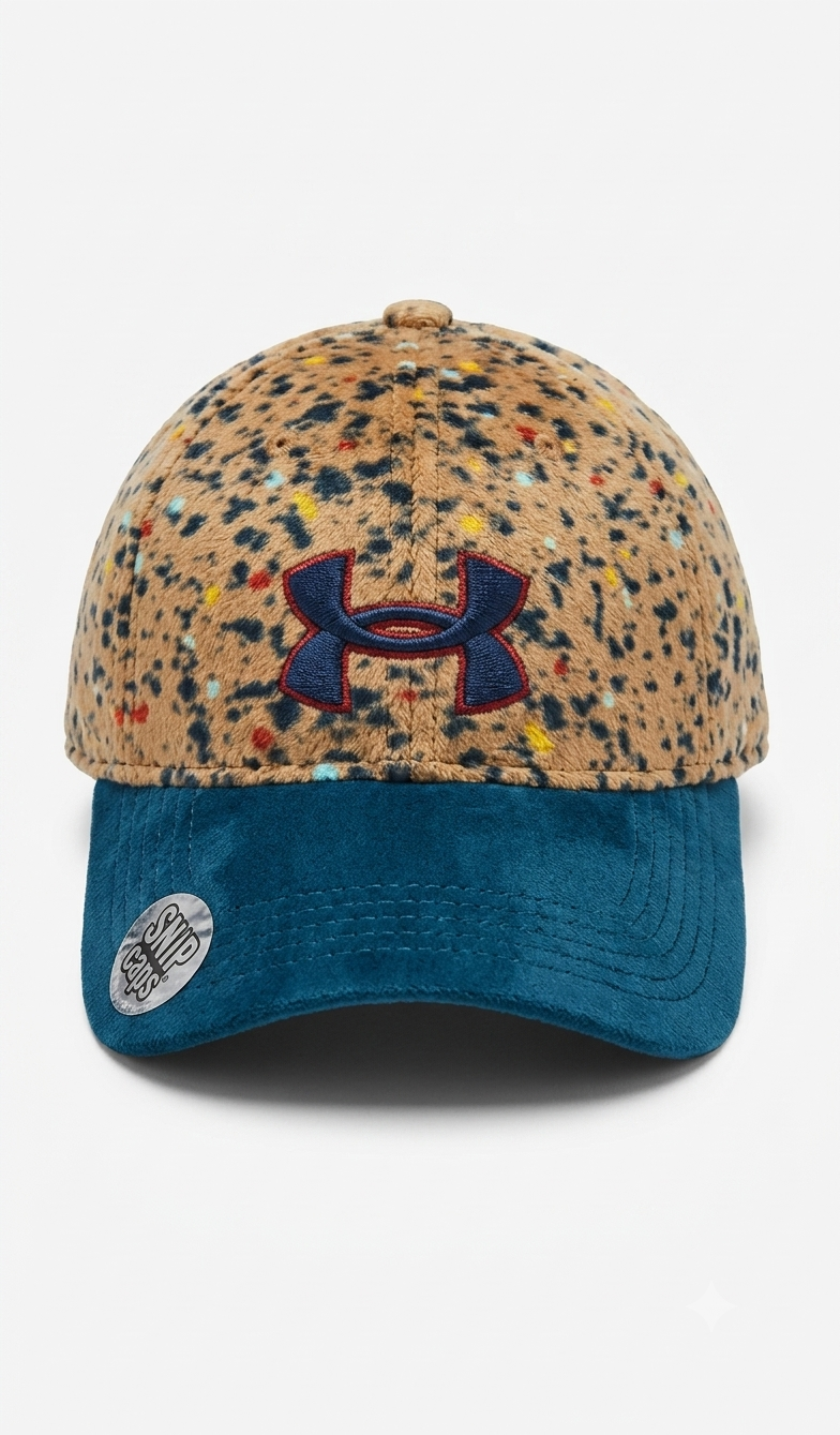 Velvet Patterned Baseball Caps with Embroidered Brand Logos - 21183