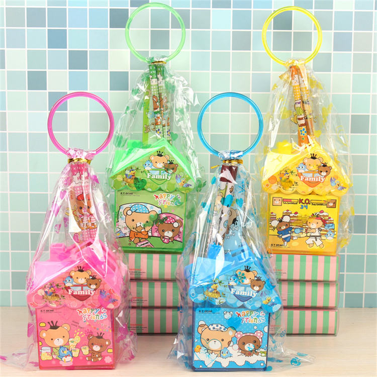 Pen Holder, Cartoon Small House Shape Pencil Stand with Scissors Pencil Ruler Sharpener Desk Pen Organiser Kids Stationery {Random Color} - 20745