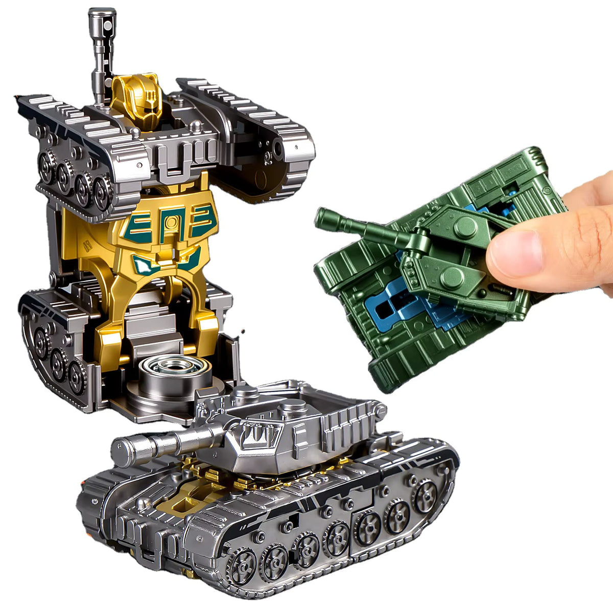 Juguete Giratorio Transformable Barato, Trompo Antiestres para Adultos y Ninos, 3 in 1, Juguetes Robot Tanque Deformable - 20822