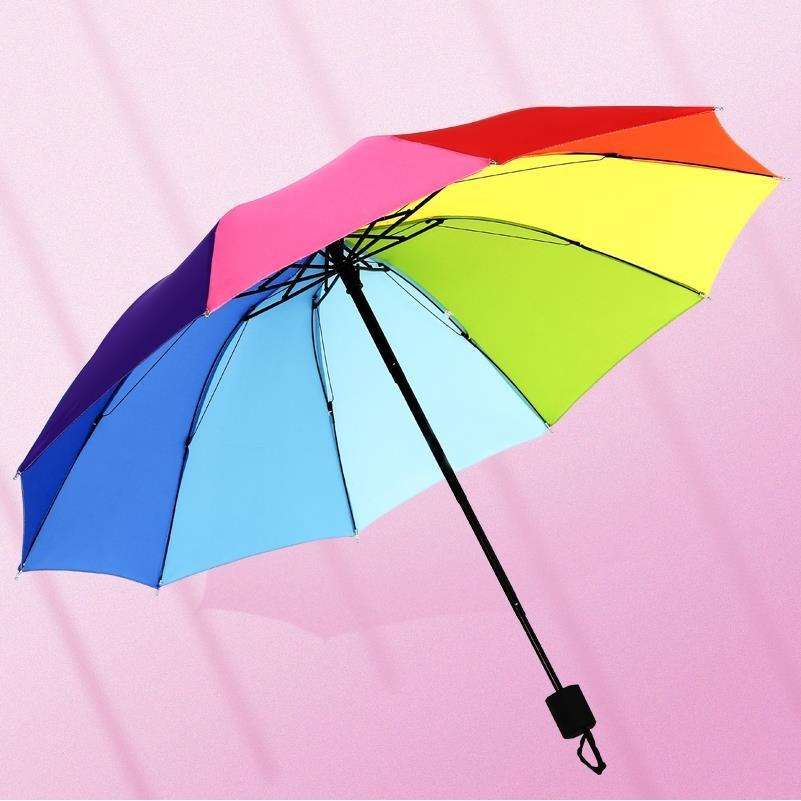 Rainbow Fold Umbrella Women and Men Non-automatic 3 Fold Umbrella Popular Creative Three Folding Adults Children Umbrella - 20718