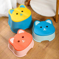 Cute Cat Shape Plastic Kids Stool | Anti-Skid Multipurpose Bathroom Step Stool | Strong & Durable | Multicolor - 82093
