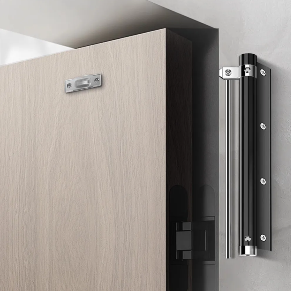 Adjustable Automatic Door Closer for Home & Office, Spring Loaded Silent Door Closer with 4-Level Speed Control, Stainless Steel Auto Door Closer for Wooden - 20735