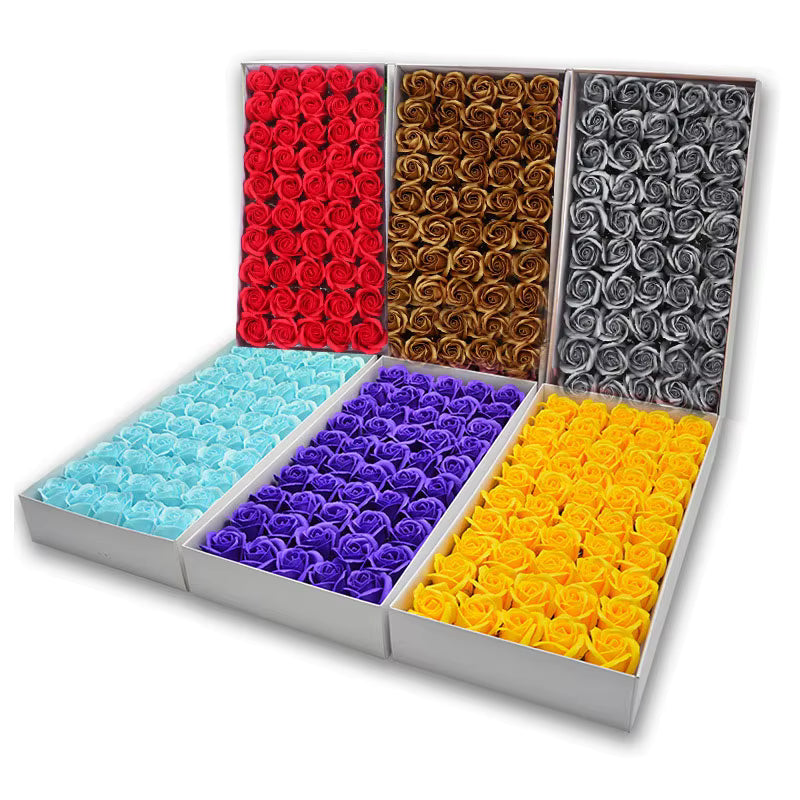 {50 Pcs} Decor Premium Artificial Rose Box  - Ideal for Decoration, Home/Office Decor, Gifts, Crafts, DIY, Bouquets, Cake Decorating {Multicolour} - 10881