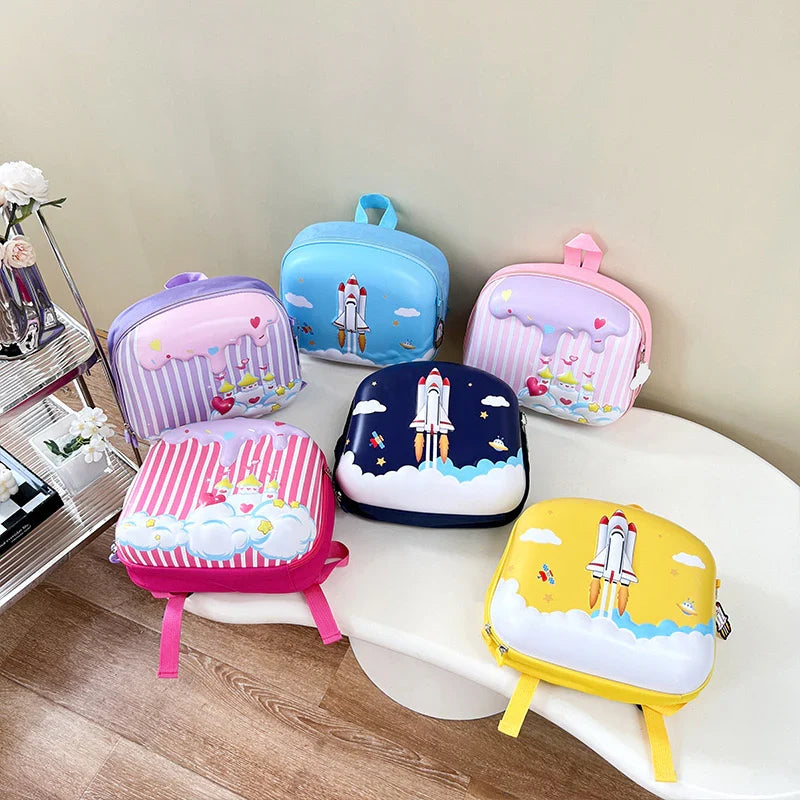 GBT-8840 Cartoon Backpack Preschool Baby Girls and Boys Castles Rockets School Bags {Random Design}