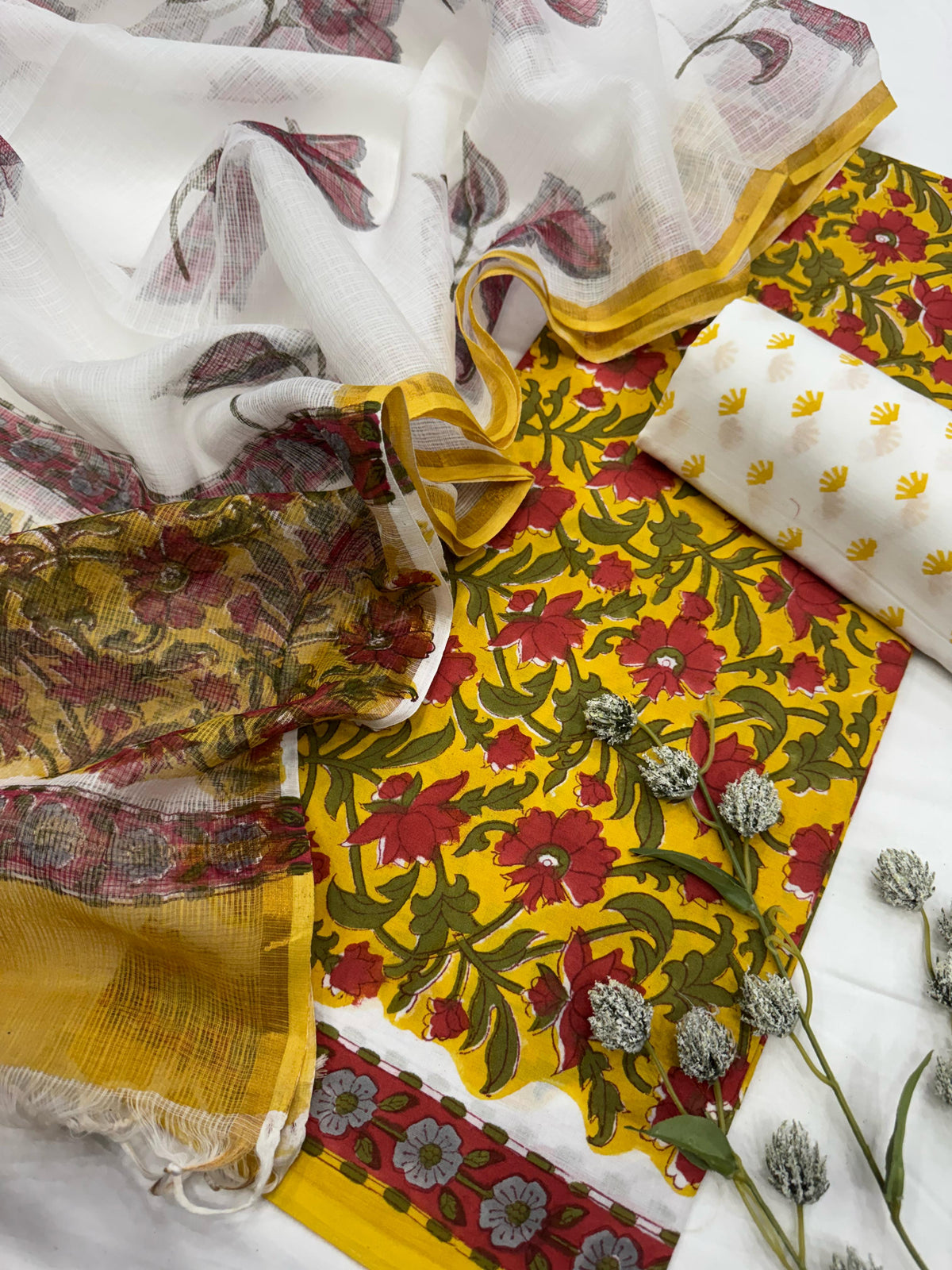 Printed Cotton Suit with Kota Doriya Dupatta